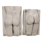 His and Her Nude Plaster and Cement Bookends Signed Scher 1993