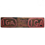 Old Hand-painted Wooden G.C + Son IGA Sign