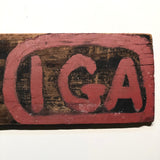 Old Hand-painted Wooden G.C + Son IGA Sign