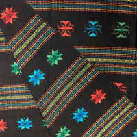 South American Vintage Woven Cotton Textile with Star and Stripe Pattern