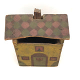 Wonderful Painted Pine Folk Art House (Tea Caddy?) with Roof Loss