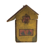 Wonderful Painted Pine Folk Art House (Tea Caddy?) with Roof Loss