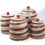 Cream and Rust Swirl Hand-thrown Ceramic Lidded Jars or Canisters - Set of 4