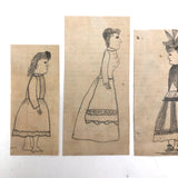 Four Marvelous Antique Pencil Drawn Ladies