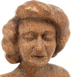 Folky Carved Seated Nude with Eyes Closed