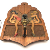 Fabulous c. 1940s-50s Folk Art Working Lamp with Flanking Pin Up Girls