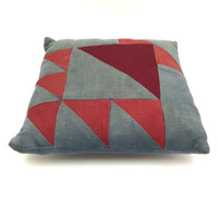 Lovely Handmade Red and Blue Quilt Pillow