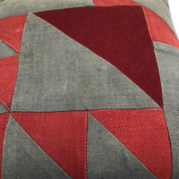 Lovely Handmade Red and Blue Quilt Pillow