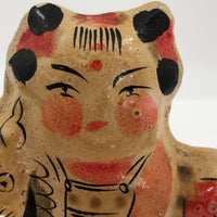 Japanese Painted Papier Mache Girl With Lion-Dog Vintage Tabletop Sculpture