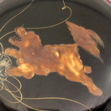 Japanese Vintage Lacquer Box With Painted Dog and Coasters