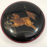 Japanese Vintage Lacquer Box With Painted Dog and Coasters