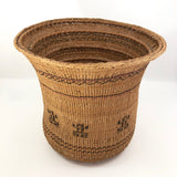 Finely Handwoven Large Basket with Frog Pattern