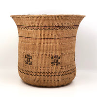 Finely Handwoven Large Basket with Frog Pattern