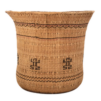 Finely Handwoven Large Basket with Frog Pattern