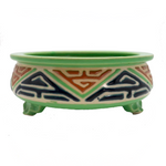 Art Deco Japanese Green, Orange and Blue Ceramic Cachepot