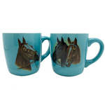 Pair of Sky Blue Vintage McCoy Horse Mugs