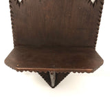 Angular Old Chip-Carved Folk Art Wall Shelf