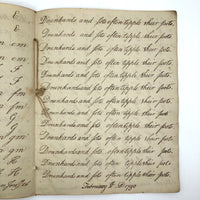 1789 Penmanship Notebook, Abijah Crane, Boston, MA.