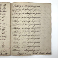 1789 Penmanship Notebook, Abijah Crane, Boston, MA.