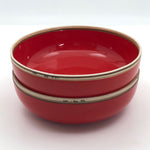 Pair of Red Terrain Bowls Designed by Bo Jia