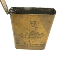 Charming c. 1900 Hand-engraved Brass Vesta or Card Case with Ballerina