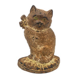 1920s Cast Iron Cat Doorstop in Original Paint