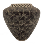 Exquisitely Crafted Leslie Thompson Small Brown and White Geometric Pattern Vase