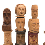 Curious Lot of Heads Hand-carved from Old Spools