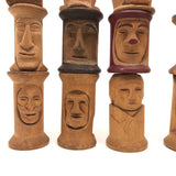 Curious Lot of Heads Hand-carved from Old Spools