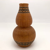 Mid-Century Chinese Finely Woven Wicker Over Porcelain Budvase