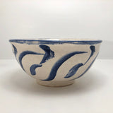 Pretty Mid-Size Serving Bowl, White with Inky Blue Decoration