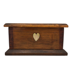 Lidded Handmade Wooden Box with Inlaid Mother of Pearl Heart