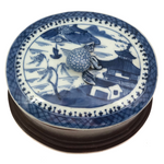 Chinese Export Canton Blue and White Porcelain Oval Lidded Box