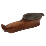 Carved Wooden Foot Shaped Ashtray with Copper Insert