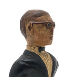 Wonderful Old Hand-carved, Painted Man with Glasses