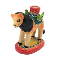 Vintage Mexican Folk Art Lion Candleholder