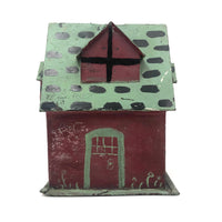 Charming Old Pennsylvania Folk Art Painted Tin House Bank