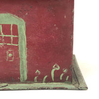 Charming Old Pennsylvania Folk Art Painted Tin House Bank