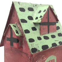 Charming Old Pennsylvania Folk Art Painted Tin House Bank