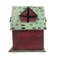 Charming Old Pennsylvania Folk Art Painted Tin House Bank