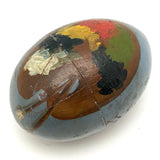 Hand-painted Treen Easter Egg, 1891, with Painter's Palette on Reverse