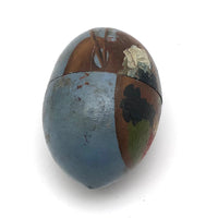 Hand-painted Treen Easter Egg, 1891, with Painter's Palette on Reverse