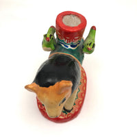 Vintage Mexican Folk Art Lion Candleholder