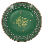 Green Enameled Chinese Porcelain Plate with Pewter Rim