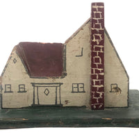 Very Sweet Hand-painted Wooden Block House on Base