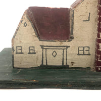 Very Sweet Hand-painted Wooden Block House on Base