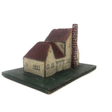 Very Sweet Hand-painted Wooden Block House on Base