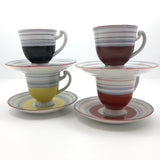 Colorfully Striped Hand-painted Japanese Porcelain Demitasse Cups - Set of Four