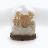 Elaborate Victorian Waxwork Valentine Diorama: Glass Domed Forest Scene with Man and Deer