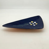 Painted Enamel on Copper Blue Triangular Shaped Dish with Flower